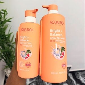 AQUA RICH Bright + Balance Body Gel Wash and Lotion Set -